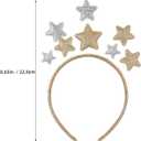 Glitter Star Headband, Christmas Lovely Hair Hoop, Golden Holiday Festival Headdress Headpiece for Xmas Halloween