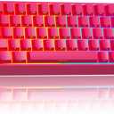 BlueFinger 60% Wireless Mechanical Gaming Keyboard, Bluetooth/2.4G/USB-C Hot Swappable RGB Backlit Keyboard with Side-Printed PBT Keycaps, for MAC Xbox PC PS5, Pink