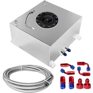 10 Gallon 40L Fuel Cell Polished with Cap/Level Sender/12FT Oil Feed Line Silver