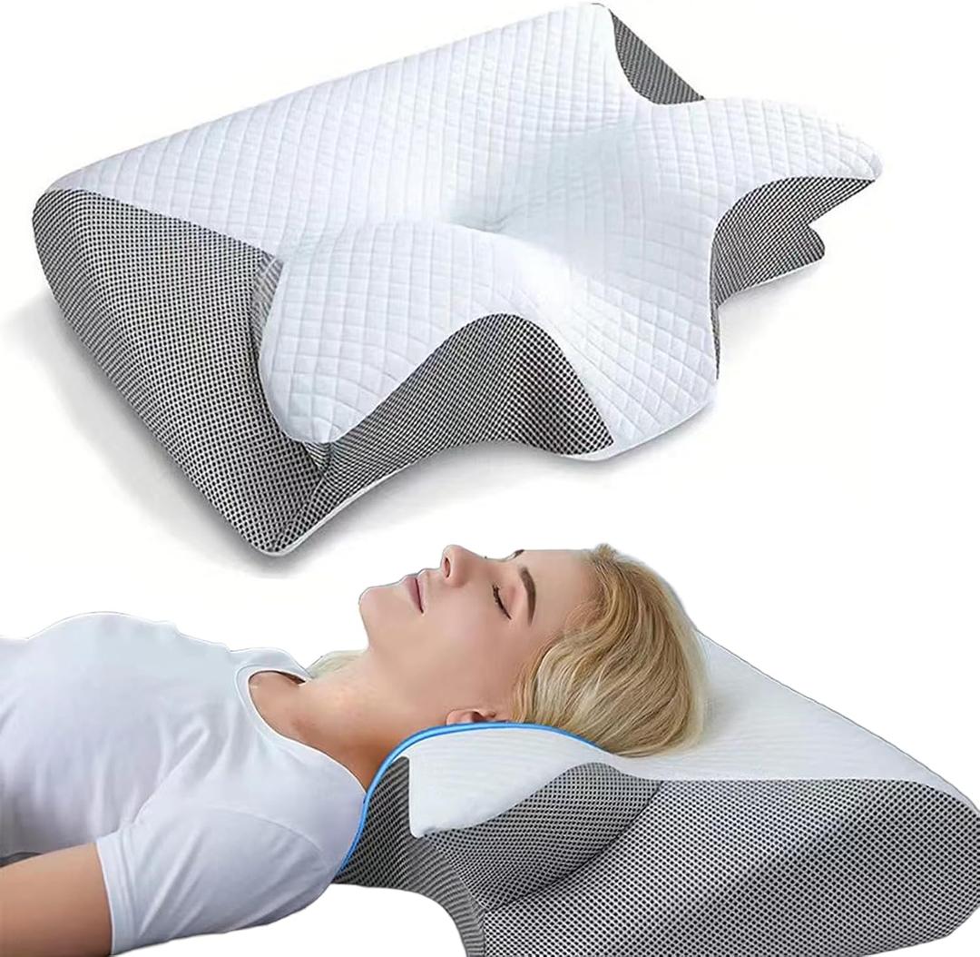 Sleep Apnea Pillow, Airway Pro Cervical Pillow, Premium Memory Foam Pillows for Neck Pain Relief, Neck Support Ergonomic Pillows Side Sleeper Pillow, for Side, Back, Stomach Sleepers