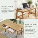Dicunoy Computer Desk with 2 Drawers, 46" Solid Bamboo Home Office Writing Desk for Small Space, Compact Simple Tables with Gap Design and Hook for PC, Laptop, Students, Study, Makeup, Bedroom, Large