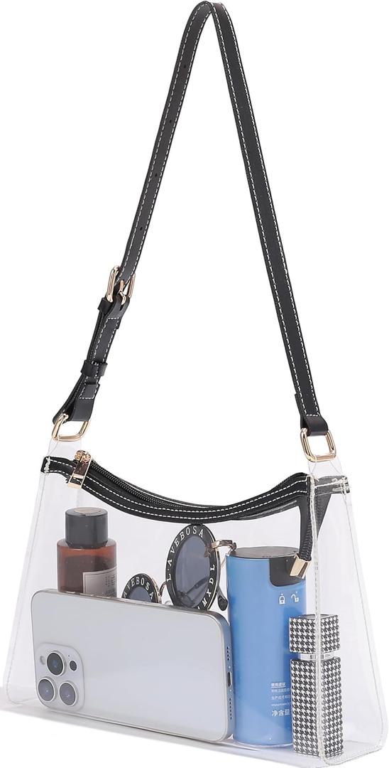 Clear Bag for Stadium Events  Women's Clear Shoulder Bag  Transparent Bag for Concerts, Sports Events and Game Days