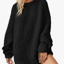 Womens Oversized Sweater 2025 Fall Trendy Fuzzy Crew Neck Long Sleeve Casual Tunic Sweaters Size Large