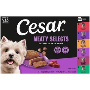 Cesar Home Delights & Classic Loaf in Sauce Wet Dog Food Variety Pack, 3.5 oz. Trays, 36 Count (Pack of 1) (EXP 12/31/27)