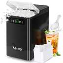 Aeitto Nugget Ice Maker Countertop, Pellet Ice Machine Soft Chewable Ice 40lbs/Day, One-Click Operation, Auto Self-Cleaning Crushed Ice Makers Stainless with Scoop for Home/Kitchen/Office (Black)