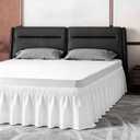 ANARACHON King Bed Skirt, Elastic Wrap Around Bed Skirt King Size, Bed Skirts for Adjustable Bed, Easy Fit with 14" Drop Length Tailored Drop Dust Ruffle (White)