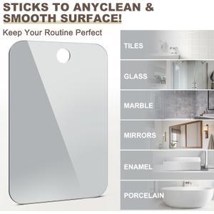 Shower Mirror Fogless for Shaving Anti-Fog Frameless Wall Hanging Makeup,11.81" L x 7.87" W,Darkgrey