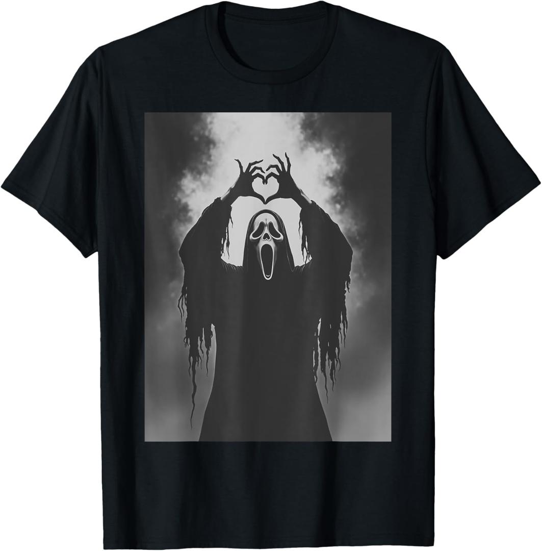 Scary Face Horror Poster Halloween T-Shirt (Black, L)