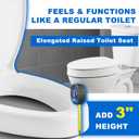 Angol Shiold 3 Inch Raised Toilet Seat, Elongated Toilet Seat Cover with Slow Close Lid, Non-Slip Stable Elevated Toilet Seat,White