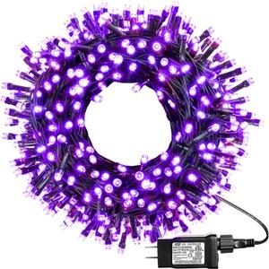 164 FT 250 LED Purple Christmas Lights with Timer Function, Plug in Waterproof Black Wire Christmas Lights, 8 Modes Light for Indoor Outdoor Bedroom Garden Xmas Party Decor(Purple)