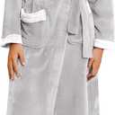 Ekouaer Robes for Women Soft Long Bathrobe Lightweight Fleece Shawl Collar Spa Robe Cozy Sleepwear with Pockets S-XXL (Large)