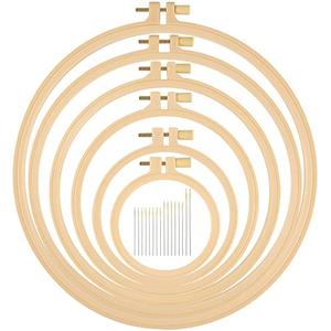 6 Pcs Embroidery Hoop 6 Size, Round Plastic Cross Stitch Hoop with 16 Needles (3.6In to 10.7 in), Small Embroidery Hoop, Cross Stitch Hoops and Frames, Suitable for Embroidery, Craft Sewing