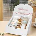 BoShahai 10 PCS Gift Boxes with Lids, 10.6x7.8x3.1 Inch Kraft Paper Gift Box, White with Ribbon, Bridesmaid Proposal Box for Wedding, Packaging, Present, Birthday, Cupcake