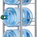 LIANTRAL 5-Tier Water Cooler Jug Rack, 5 Gallon Bottle Storage, Detachable Heavy Duty Holder for Home, Office (Silver)
