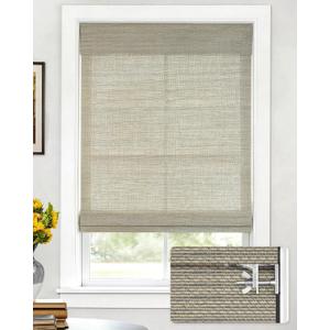 LazBlinds No Drill Cordless Bamboo Roman Shades, Light Filtering Blinds for Indoor Windows, Roll Up Bamboo Blinds for Home, 38" W x 64" H, Star-Grey