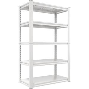 Raybee Garage Shelving White Storage Shelves 2010LBS Heavy Duty Metal Shelving Adjustable Metal Shelves for Storage Kitchen Pantry 63" H x 32.1" W x16.6 D