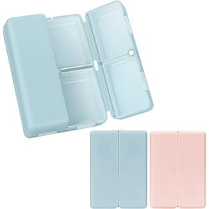 FYY Daily Pill Organizer, 2 Pcs 7 Compartments Portable Pill Case Travel Pill Organizer, [Folding Design] Pill Box for Purse Pocket to Hold Vitamins, Cod Liver Oil, Supplements and Medication-Pink+Navy