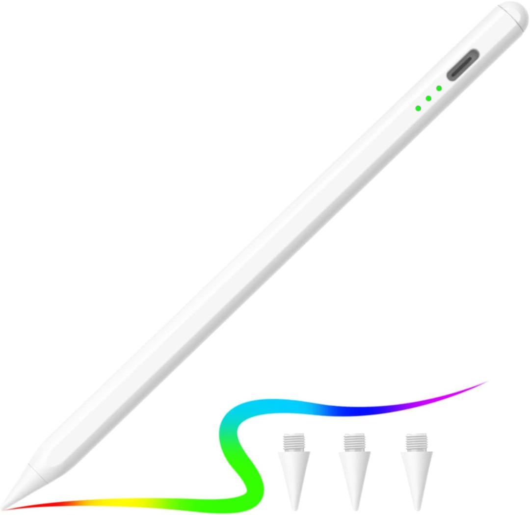 Stylus Pen for Apple Ipad Pencil for iPad 10th 9th Generation Palm Rejection with Apple Pen 2018-2025 Ipad A16 9th 8th 6th 7th Gen Mini A17 6th 5th Ipad Air 3rd/4/5th/M2/M3 Pro M4 11-12.9 inch White
