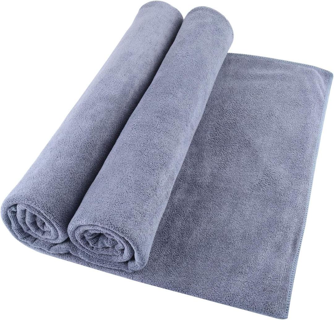 Oversized Microfiber Bath Towels (Bath Sheets), 2 Pack (32 x 71 Inch), Extra Large Super Absorbent, Quick Fast Dry, Soft Eco-Friendly Towels for Body, Bathroom, Travel (2PCS Grey)