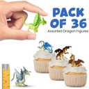 Bedwina Mini Dragon Toy Figures - (Pack of 36) 2 Inch Plastic Rubbery Dragon Figurines in Assorted Colors and Styles - Kids Toys for Birthday Party Favors, Decorations, Cupcake Toppers and Piatas