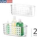 iDesign Hanging Suction Shower Caddy Basket for Bathroom Storage, Set of 2, Clear, Made in USA