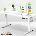 Veken 55 Inch Large Electric Standing Desk, Gaming Table, White
