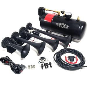 3 Liter Train Horn Kit for Trucks/Car/Semi. Complete Onboard System of 150psi Air Compressor, 1 Gallon Tank, 4 Trumpets. Super Loud dB. Fits All DC12V Vehicles Like Pickup/Jeep/RV/SUV