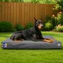 Sytopia 42 Inch Canvas Indestructible Outdoor Dog Bed for Extra Large Dogs, Chew Proof Dog Bed with Waterproof Washable Removable Cover, Indoor Patio Pet Pad for Crate, Dark Grey
