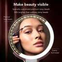 LitBear Travel Makeup Mirror with Lights, Rechargeable Double-Sided 10X/1X Magnifying Mirror, Portable Lighted Beauty Mirror, 3 Color Lighting, Dimmable Touch Screen, Tabletop Handhold Hanging (White)