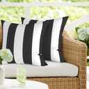 DYTXIII Pack of 2 Waterproof Outdoor Pillow with Inserts, 18x18 Square Patio Decorative Throw Pillow for Home,Sofa,Bench and Patio Furniture,Cabana Black