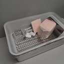 Stainless Steel Litter Box for Pine Pellet Cat Non Clumping Litter System | XXL Sifting Cat Box with Lid for Big Cats | High Sided, Anti-Urine Leakage | Non-Stick Bottom (Silver Gray)