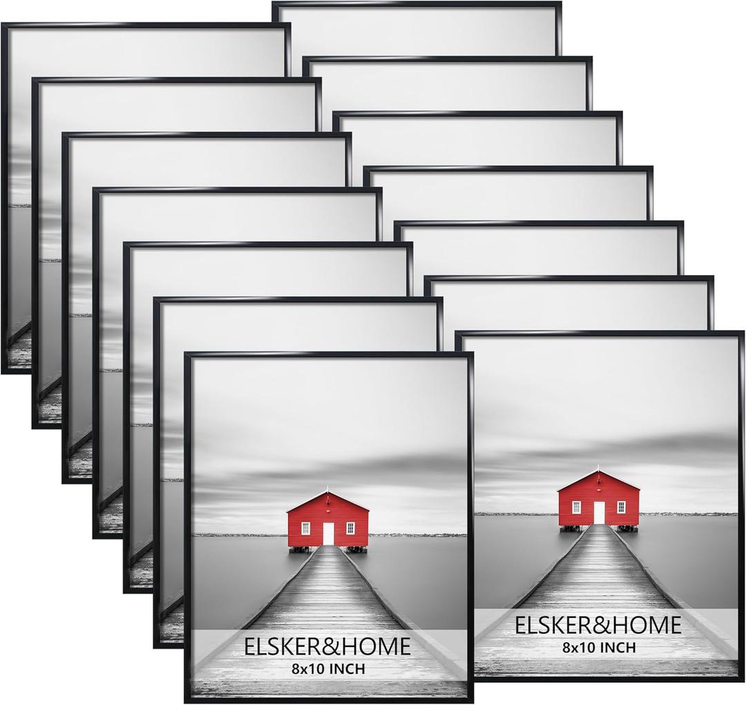 ELSKER&HOME 8x10 Picture Frame,Black Picture Frame Set of 12,Multi Pack 8x10 Frame for Wall & Tabletop Mounting in Horizontal or Vertical Format
