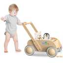 Wooden Baby Walker, Push and Pull Learning Walking Toys for Babies Infants to Toddler, Walker with Wheels for Boys Girls, Gift for Birthday Christmas, Natural