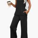 XIEERDUO Women's 2 Piece Outfits Summer Travel Tracksuit Loose Wide Leg Loungewear Comfy Lounge Sets 2XL