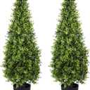 Yinleus 3FT Artificial Boxwood Topiary Tree Fake Topiary Potted Plants for Home Office Garden Indoor Outdoor Decoration 35INCH(2PACK)