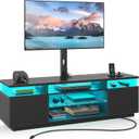 Rolanstar TV Stand with Mount and Power Outlet 59.1", Swivel TV Stand Mount for 32/45/55/60/65/70 inch TVs, Height Adjustable Modern Entertainment Center with Storage & LED Lights, Black TV Table