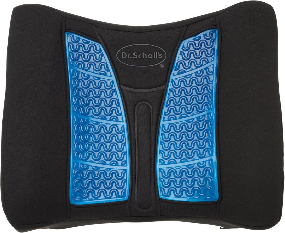 Dr. Scholl's Massaging Gel Lumbar Seat Cushion for Car, Truck, SUV, Black