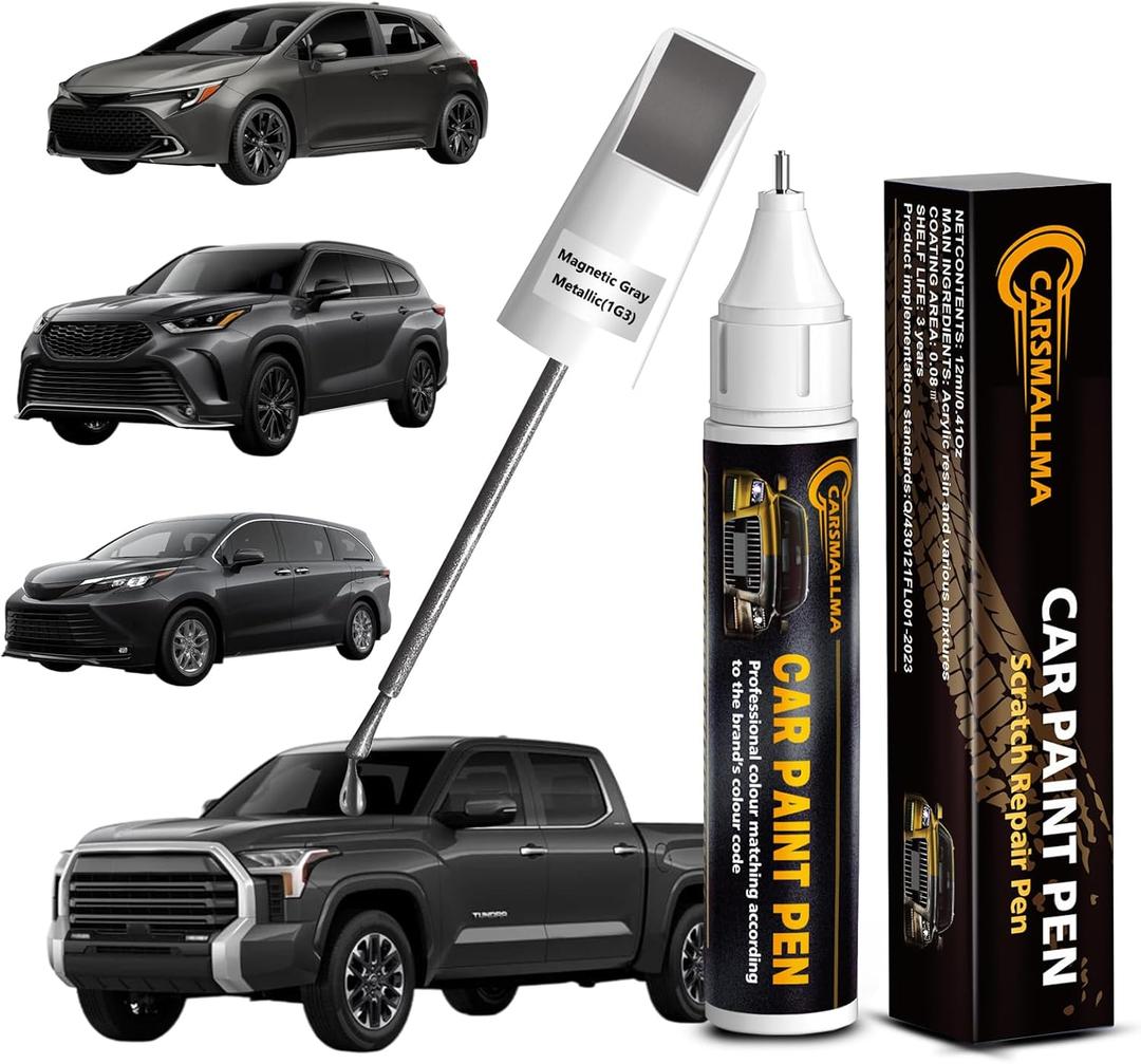 Car Touch Up Paint(1G3 Magnetic Gray Metallic) for Toyota, Color Accurate Car Scratch Repair Remover Pen, Automotive Paint Quick & Easy to fix vehicle Chips and Nicks Scuff (1G3 Magnetic Gray Metallic for 4Runner/86/Avalon/Avensis/Camry/C-HR/Corolla/Crown/Highlander/Land Cruiser/Matrix/Mirai/PHV/Prado/Prius/RAV4/Rush/Sequoia/Sienna/Solara/Supra/Tacoma/Tundra/Venza/Yaris)