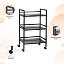 Amazon Basics 3-Tier Metal Rolling Utility Cart, Storage Organizer, Multifunctional Storage, Mobile Shelving, Black