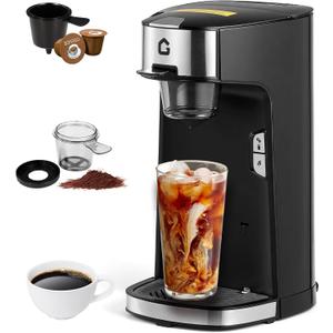IDEALHOUSE Single Serve Coffee Maker, k Cup Compatibility, Auto Shut Off, Adjustable Tray, One-Button Fast Brew, 18.6 Oz Water Tank for Capsule, Ground & Tea, for Home, Office