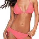 American Trends Women's String Two Piece Halter Top Triangle Bikini Set with Tie Side Bottom Sexy Swimsuit Bathing Suits (8-10, 16 Coral Powder)