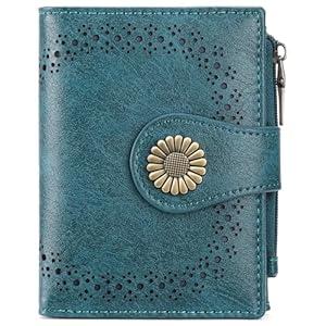 SENDEFN Small Wallets for Women Bifold RFID Blocking Leather Card Holder Compact Wallet with Zipper Coin Pocket