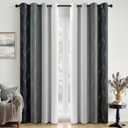 MIULEE Chambray Black and Greyish White Ombre Blackout Curtains, Full Room Darkening Thermal Insulated 72 Inches Long Drapes for Bedroom/Living Room Grommet Window Treatments Modern 52Wx72L, Set of 2
