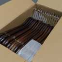 HOUSE DAY Wooden Hangers 30 Pack, Solid Wood Coat Hanger Heavy Duty, Smooth Finish Bulk Wood Hangers, High-Grade Wooden Clothes Hanger with Non Slip Pant Bar, 360° Swivel Hook