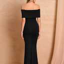 YMDUCH Women's Elegant Off Shoulder Sleeveless Ruched Bodycon Long Formal Evening Weeding Dress (Black, L)