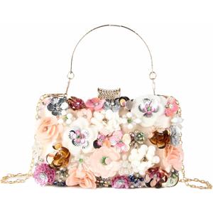 Women Clutches Flower Evening Handbag Chain Strap Shoulder Bag