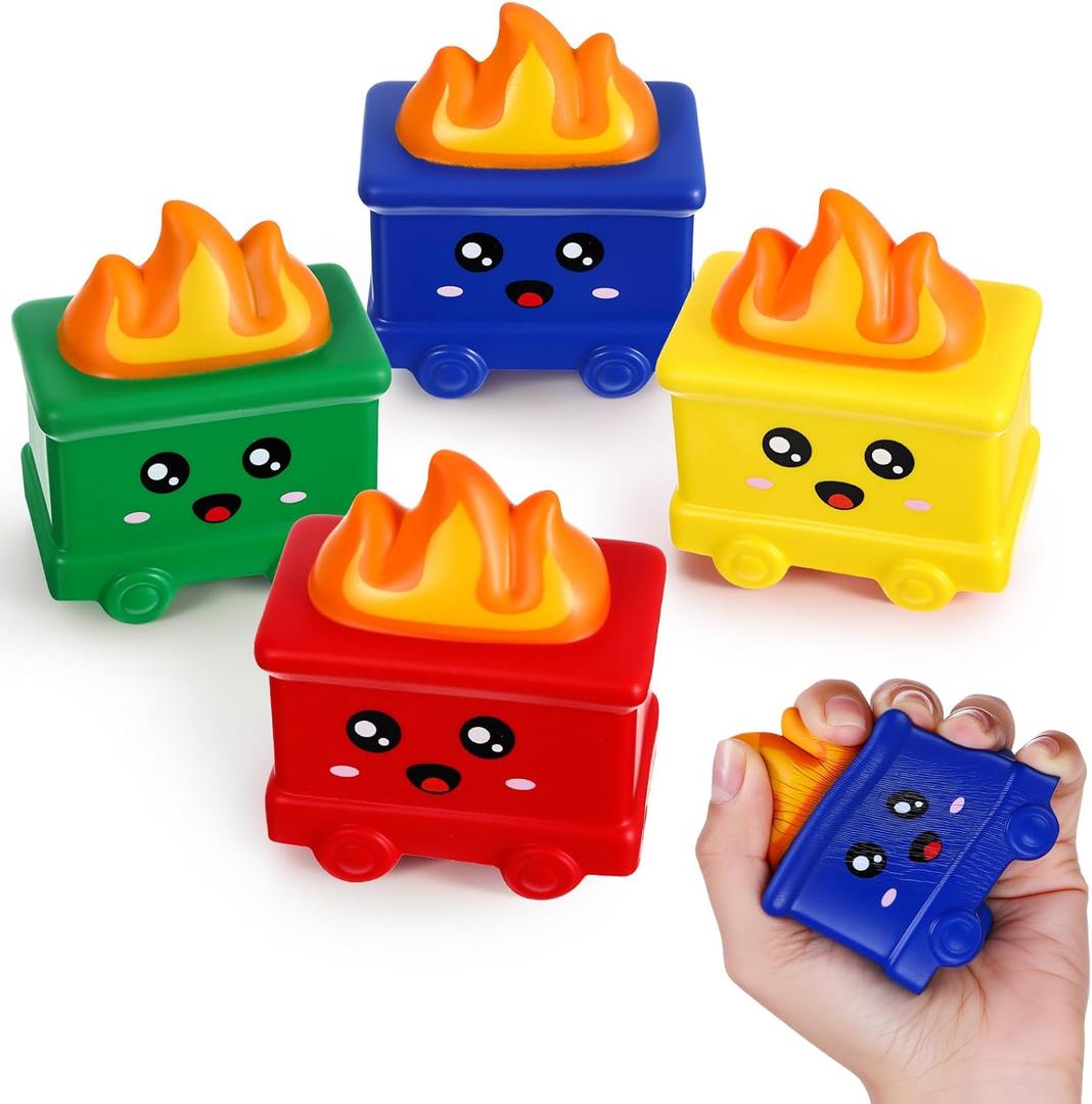 Shappy 4 Pcs Dumpster Stress Relief Balls Dumpster Anxiety Relief Gift PU Stress Balls for Adults Therapy Fidget Appreciation Gifts for Office Coworker(Colorful,Cute Style)