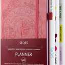 SEQES A5 Undated Planner- Leather Cover with goal tracker,full focus And habit To Increase Productivity organizer And Goal Setting & Reflection Journal | Weekly/Monthly Planner (pink)
