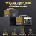 VTOMAN Jump 600X Portable Power Station 600W, 299Wh Solar Generator LiFePO4 Battery Power Station with Jump Start for Car, 1200W AC Outlet, PD 60W USB-C, 3x Regulated 12V/10A DC for Camping, RV Travel