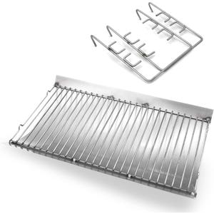 Grill Ash Drip Pan with Stainless Steel Fire Grate and Hanger for Chargriller 5050, Chargriller 5072, Chargriller 5650,20 3/8 inch x 12 13/16 inch